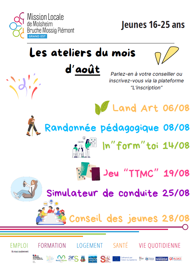 Ateliers du mois d’août