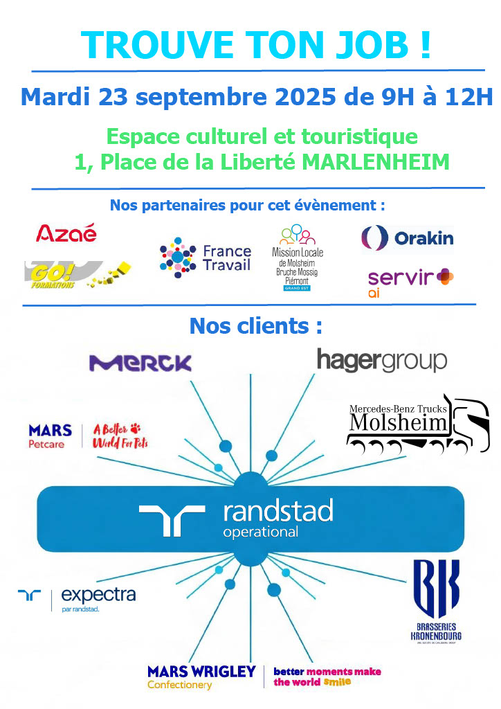 Job dating Randstad Marlenheim dans 1 mois