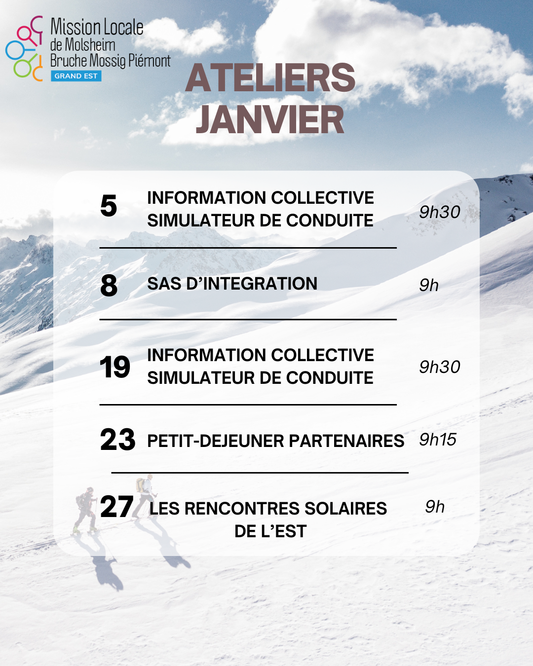 Ateliers janvier 2026