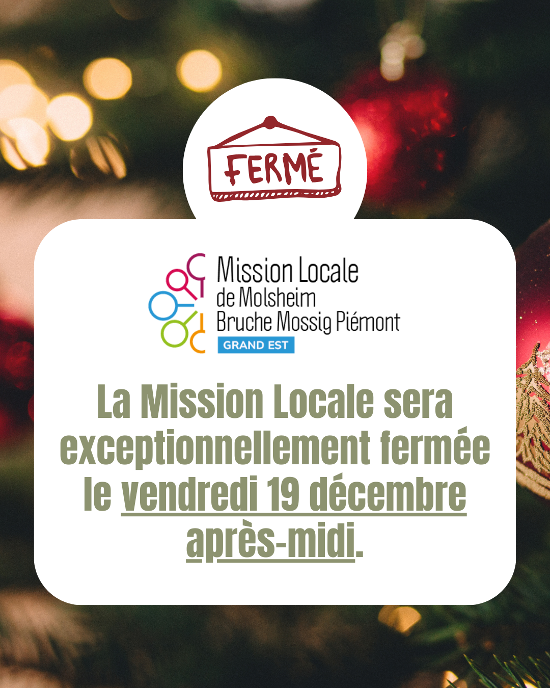 Fermeture exceptionnelle