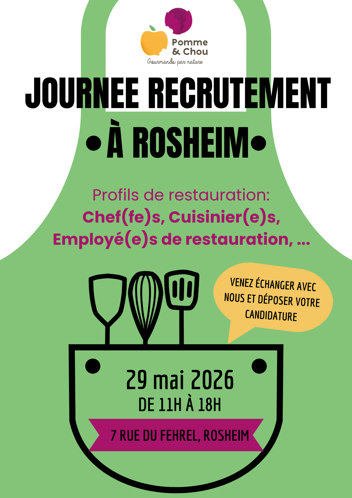 Pomme & chou recrute à Rosheim !