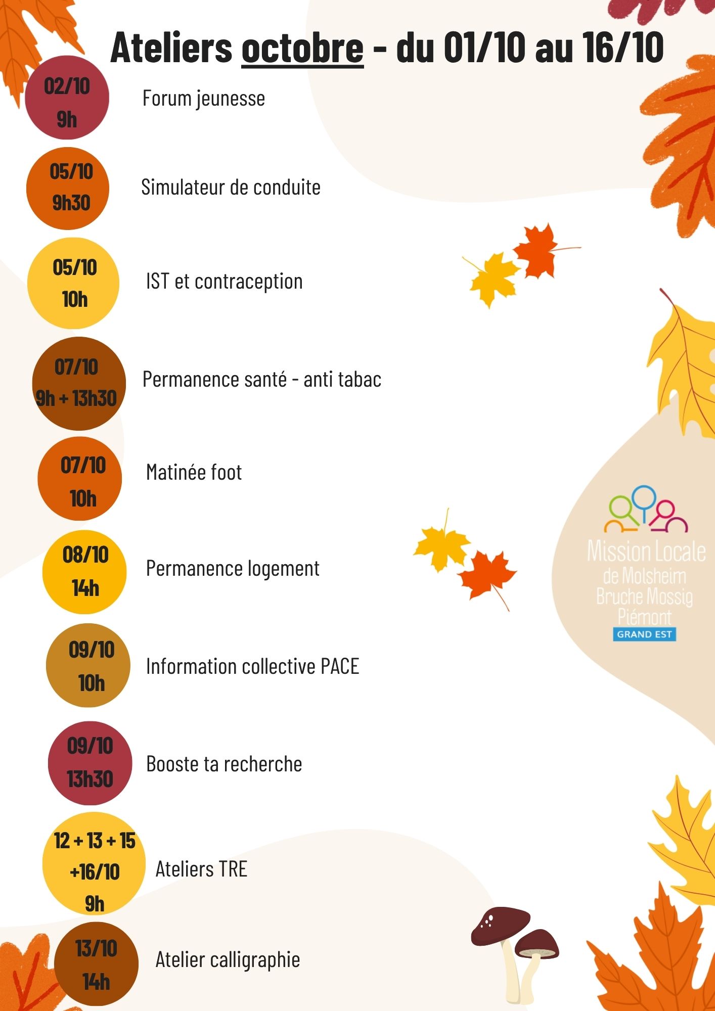 Ateliers octobre